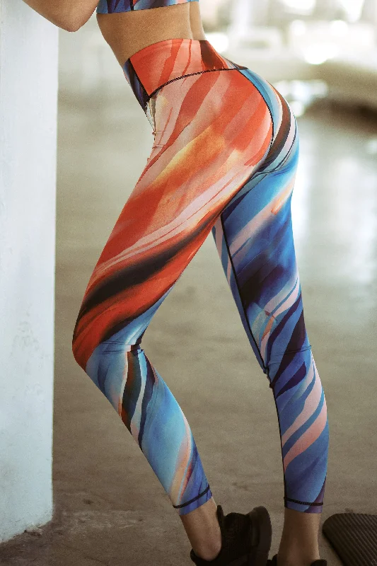 Vivid and Vibrant Active Watercolor Leggings Youthful Women's Pop