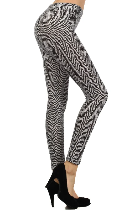 Electric Zig-Zag Leggings Cozy Women's Sherpa - lined
