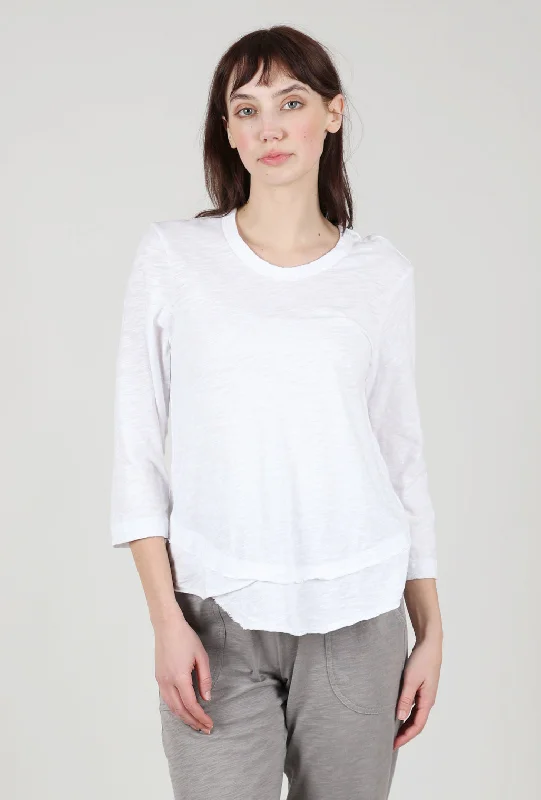 Shrunken Crew 3/4 Mock-Layer Tee, White Australian Beach