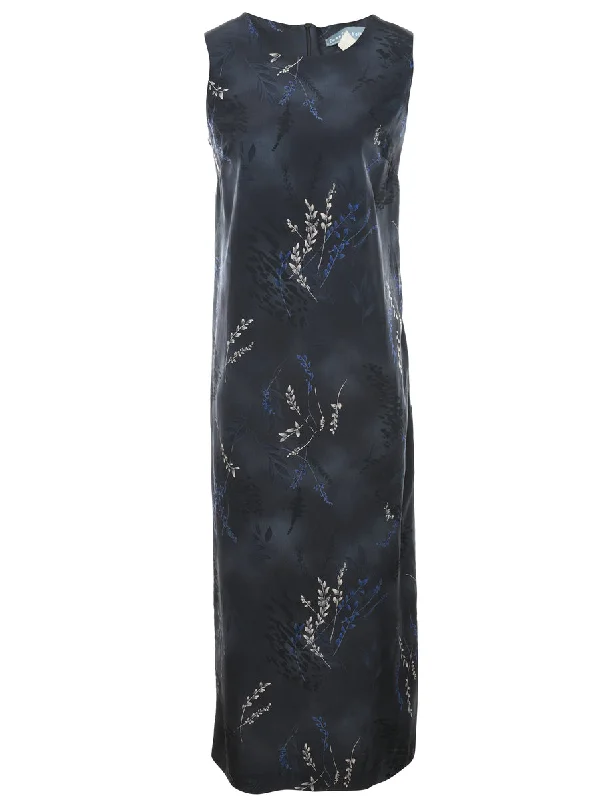 Leafy Print Shift Dress - M Laid - back Women's Style