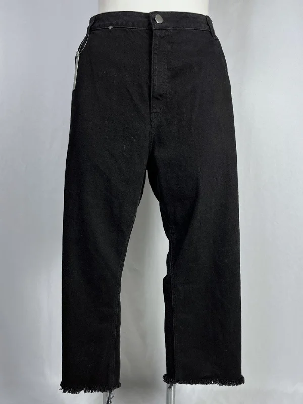 ASOS Size 24 Black Raw Edge Jeans Relaxed Women's 