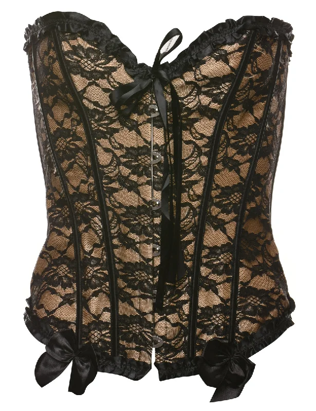 Beige & Black Classic Lace Corset - S Modern Women's 