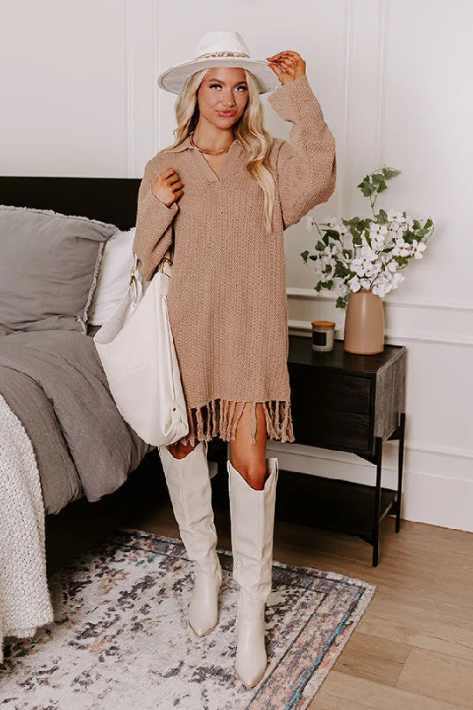 Brown Sugar Smiles Knit Sweater Dress Confident Women's High - fashion