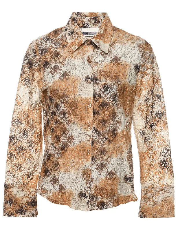 Floral Lace Shirt - M Edgy Women's Punk