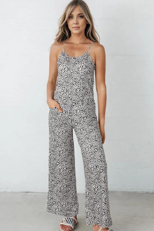 Printed Spaghetti Strap Jumpsuit with Pockets performance