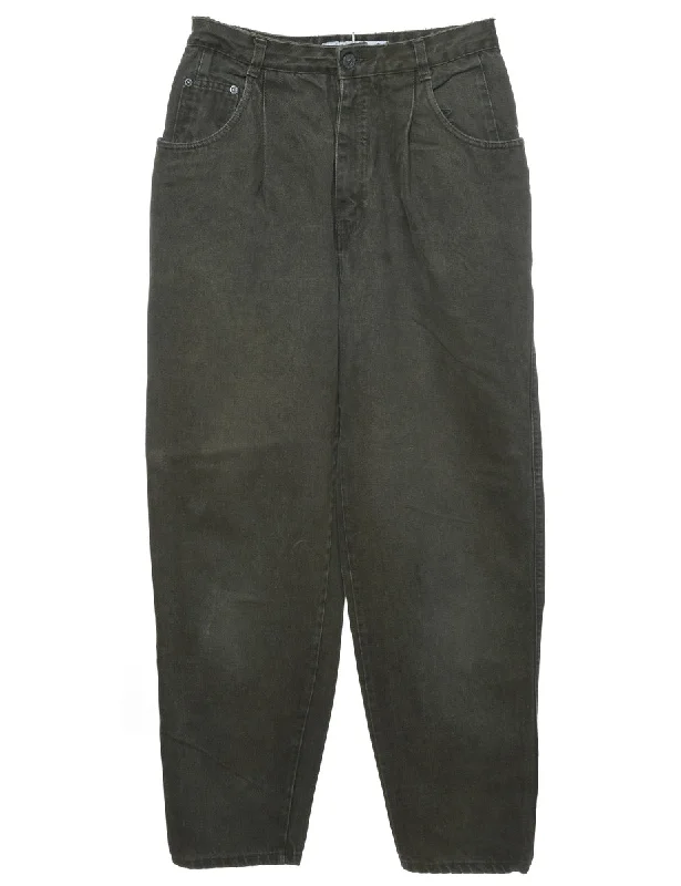 Dark Green High Waist Tapered Jeans - W26 L27 Casual Women's Japanese 