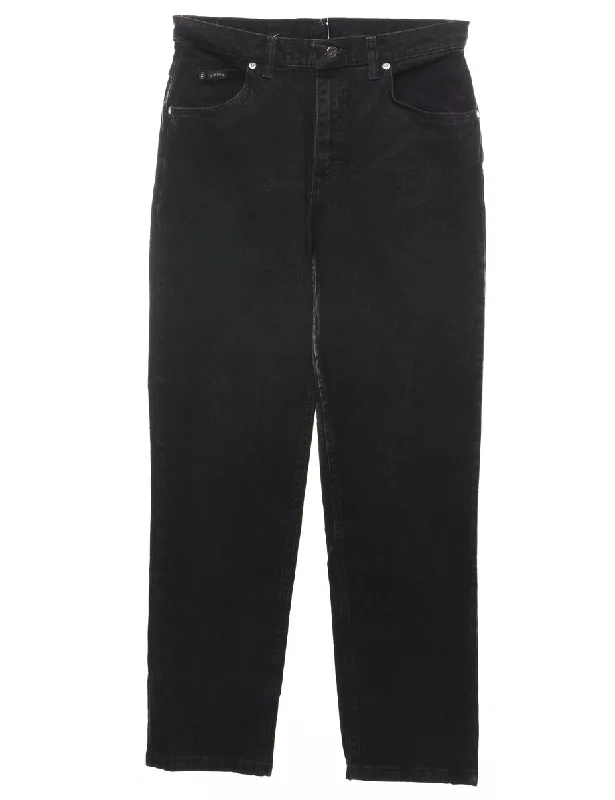 High Waist Black Lee Tapered Jeans - W30 L31 Vintage Women's 1970S 