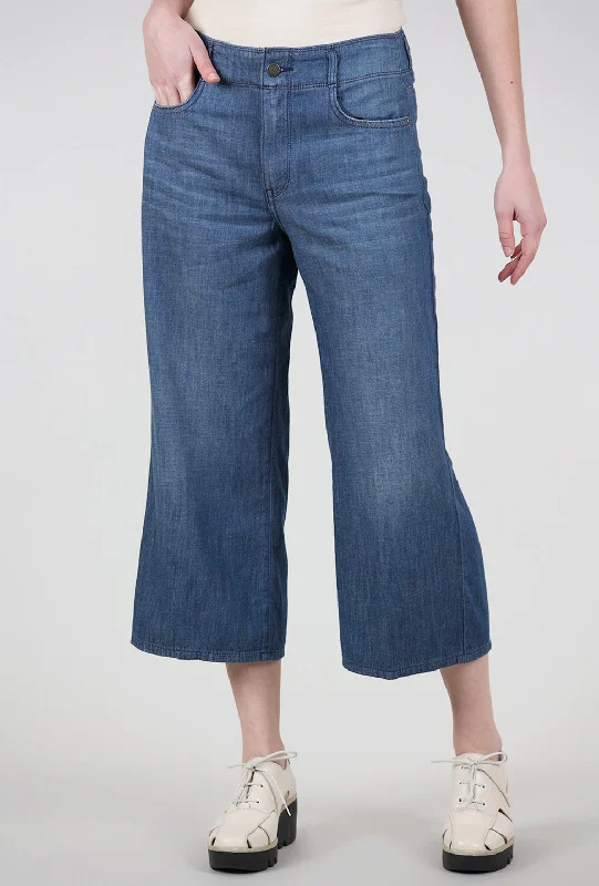 Brigitte Wide-Leg Crop Jean, Mission Blue Compression