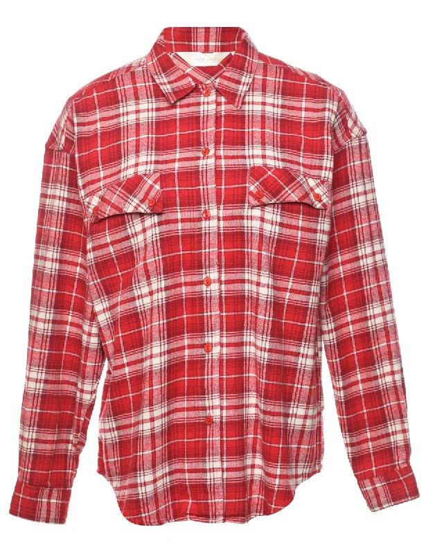 Red Checked Shirt - M Stylish Women's Tropical 