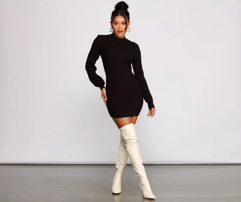 All Dolled Up Ribbed Knit Mini Dress garde