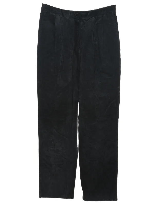 High Waist Black Suede Trousers - W32 L31 Dynamic Women's Moto