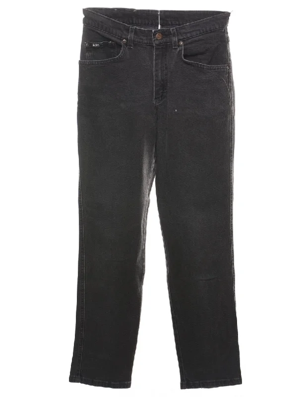Black Lee High Waist Jeans - W28 L28 Cozy Women's Sherpa - lined