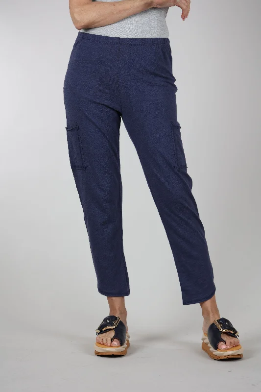 Cotton Slub Pocket Ankle Pant, Navy Relaxed Women's Beachy