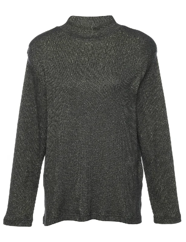 Lurex Thread Pattern Jumper - L Sophisticated Women's Tailored
