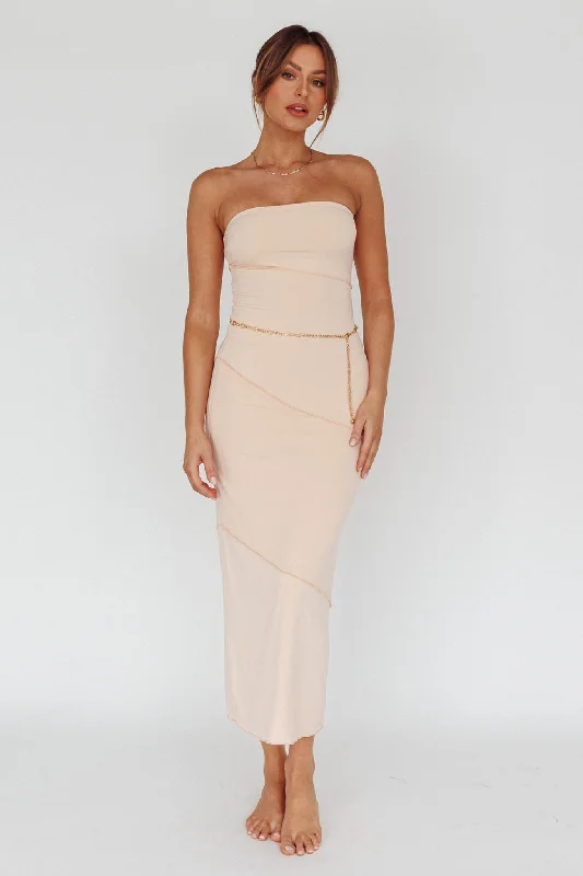 Making Headlines Strapless Midi Dress Cream Refined Women's 