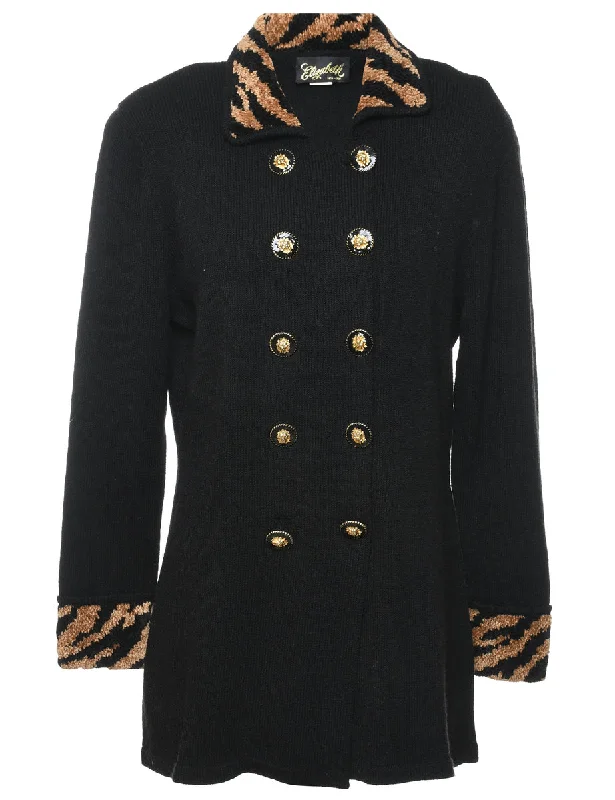 Black Cardigan - L Tough Women's Military - inspired