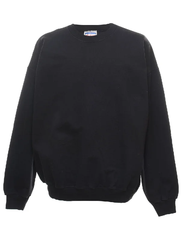 Black Plain Sweatshirt - XL Practical Women's Quick - dry