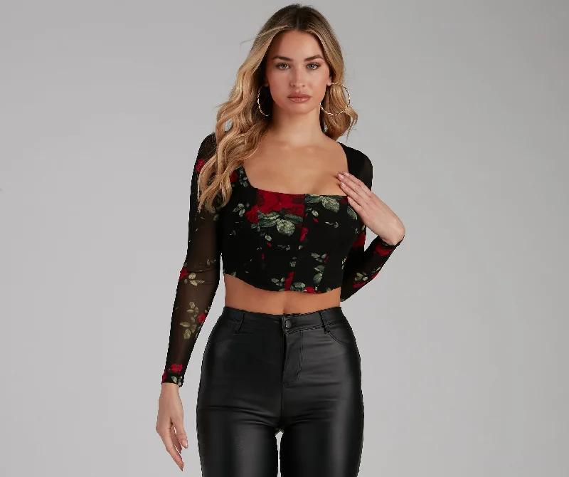 Love At First Rose Bustier Top Bold Women's Statement