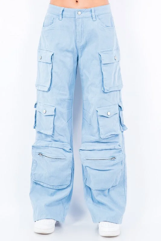 High Waist Wide Leg Pocket Pants Cozy Women's Winter