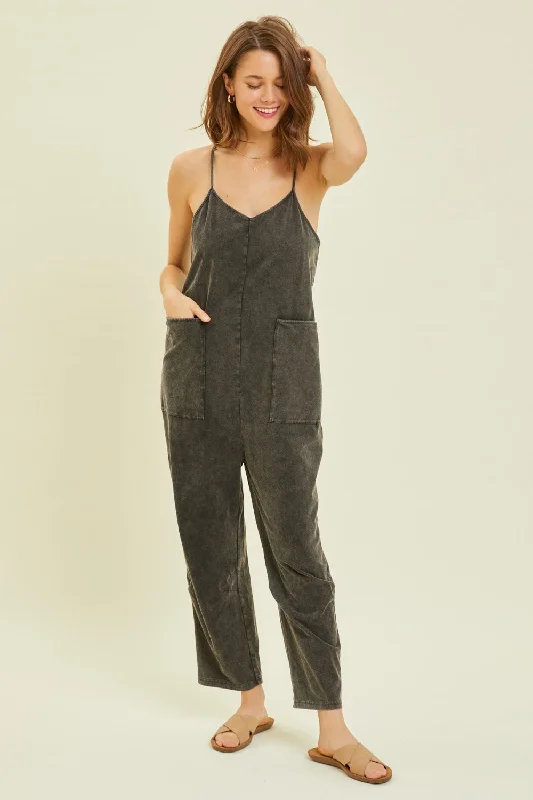 HEYSON Full Size Mineral-Washed Oversized Jumpsuit with Pockets Feminine Women's Soft 