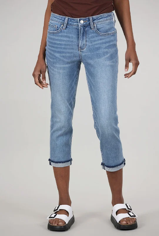 Chloe Capri Raw-Edge Denim, Crescent Shore Modern Women's 