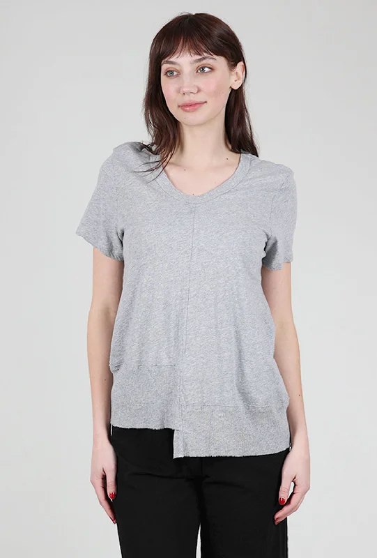 Shifted Rib Hem Tee, Gray Heather Traditional Women's 