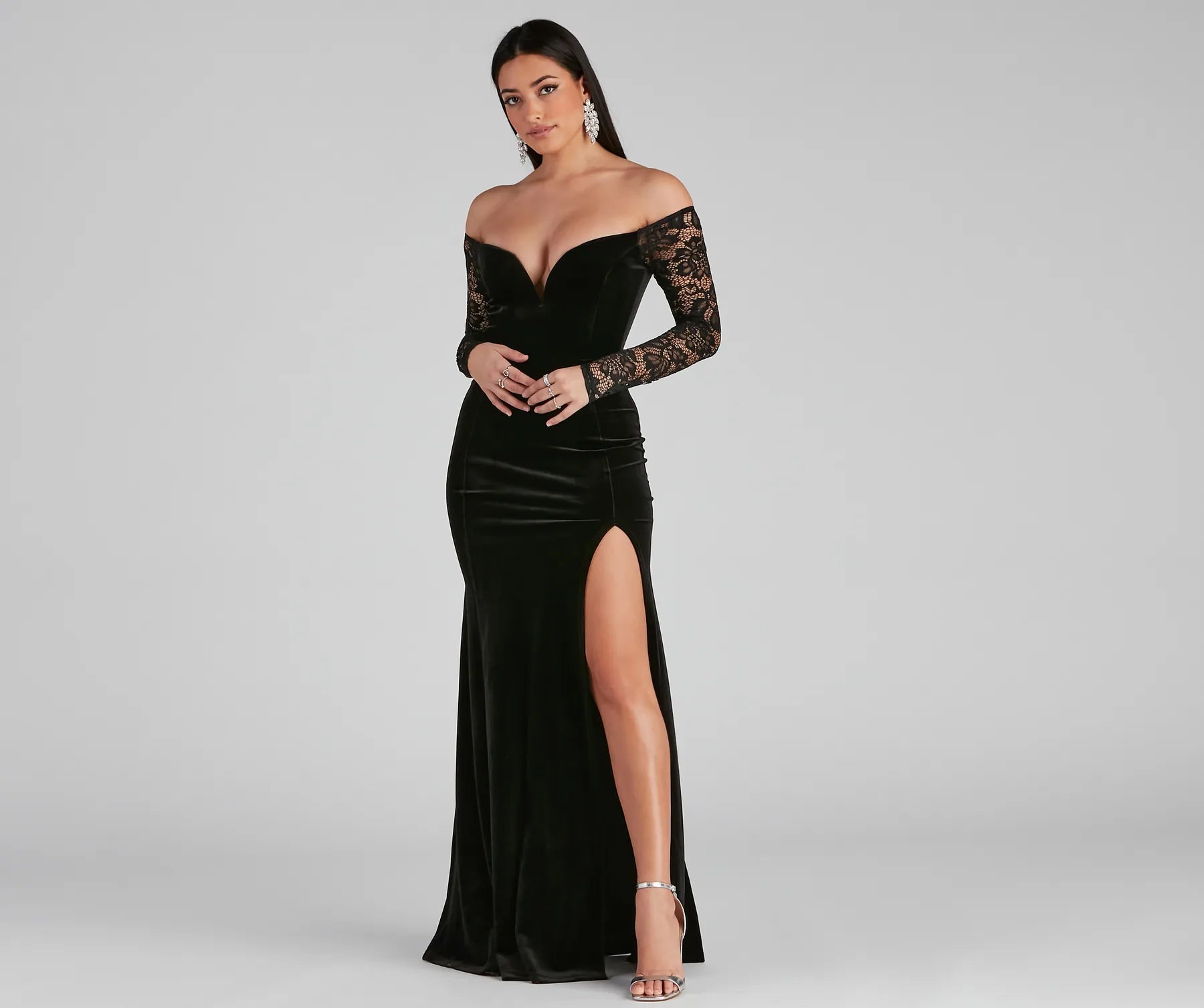Larsa Formal Velvet And Lace Mermaid Dress European