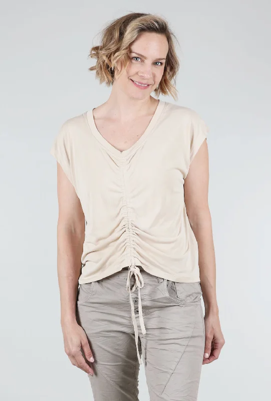 Front Ruched Modal Top, Sand Vintage Women's 1970S 