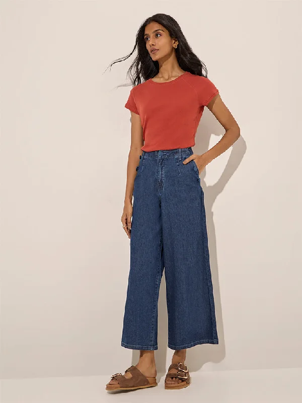 LOV Blue Wide Leg - Fit High - Rise Denim Jeans Business