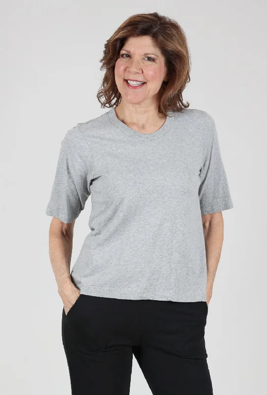 Baby Fit Shrunken Crew Elbow Sleeve Tee, Gray Heather Bold Women's Statement