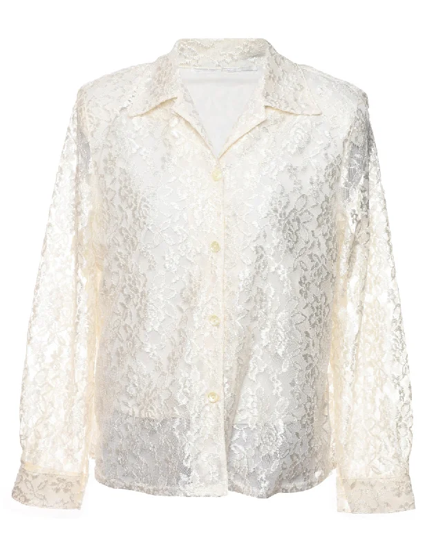 Floral Lace Shirt - L Traditional Women's 