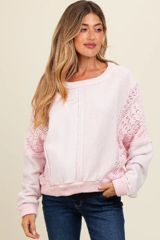 Pink Lace French Terry Maternity Top Modern Women's 