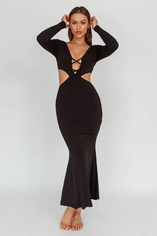 Dress Codes Cut-Out Maxi Dress Black Confident Women's Power