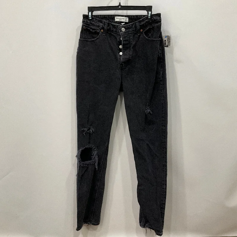 Jeans Straight By Abercrombie And Fitch In Black, Size: 4 French