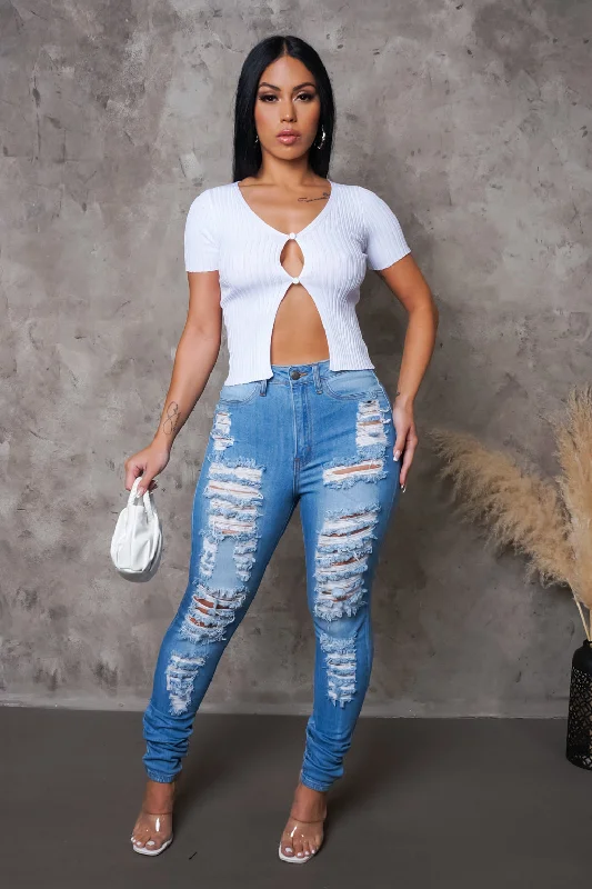 Forgetting You Jeans - Light Wash Dynamic Women's High - energy