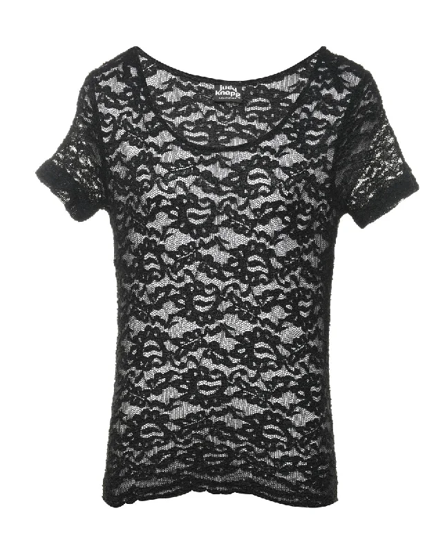 Floral Lace Top - M Monochromatic Office Style
