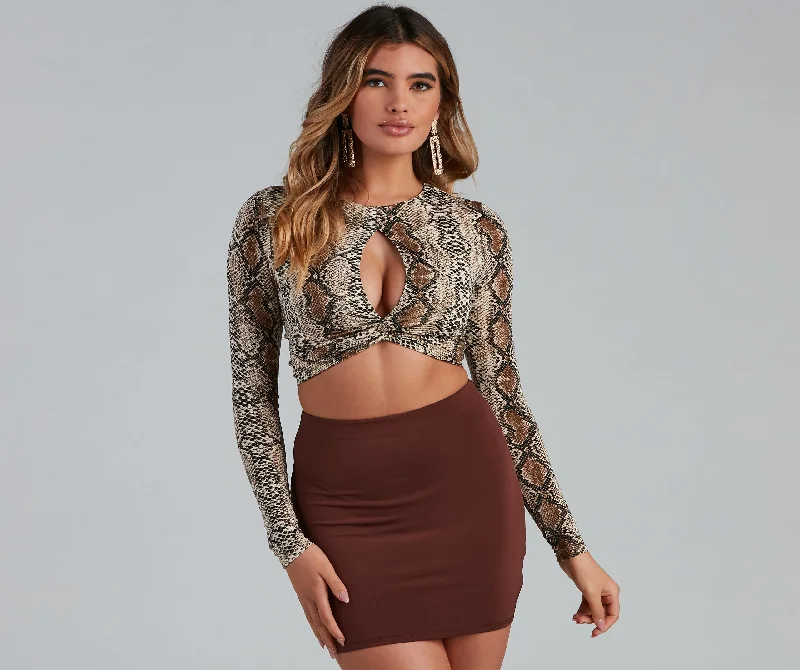 Twist Of Fate Snake Print Crop Top Confident Women's Power