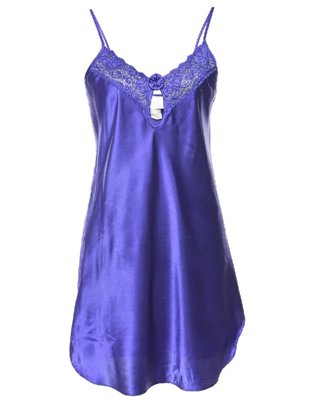 Bold Purple Lace Trim Slip Dress - S Elegant Women's 