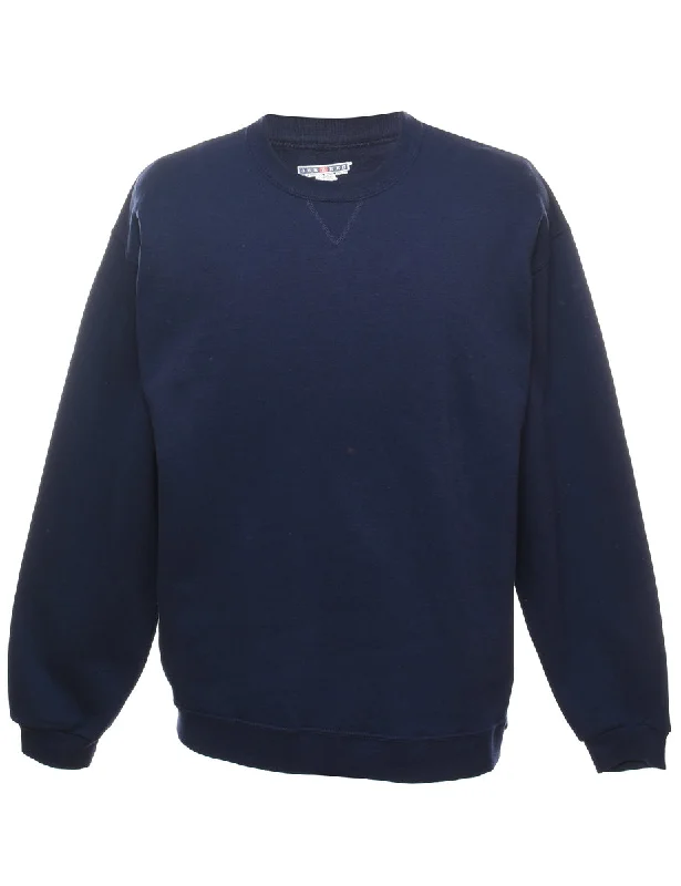 Navy Plain Sweatshirt - L Tough Women's Military - inspired