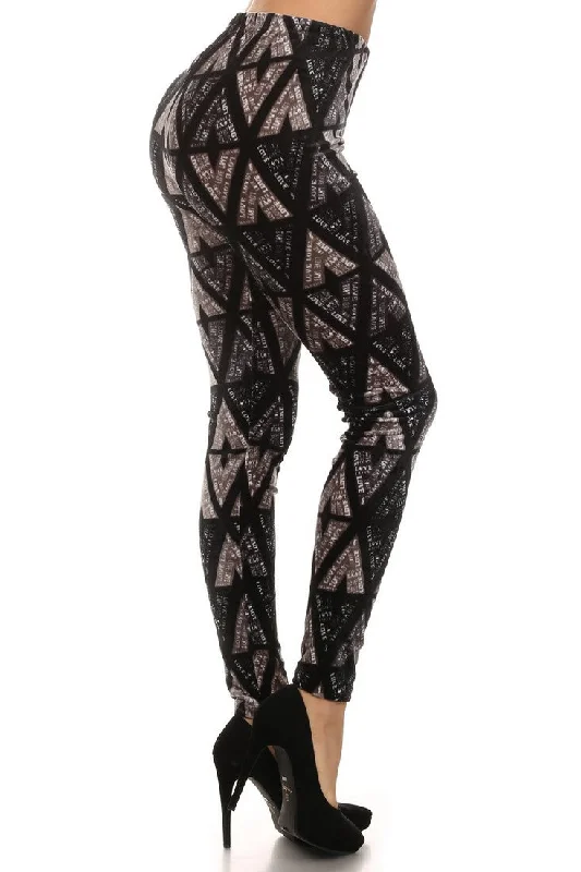 The LOVE Tribal Velour Legging Artistic Women's Hand - painted