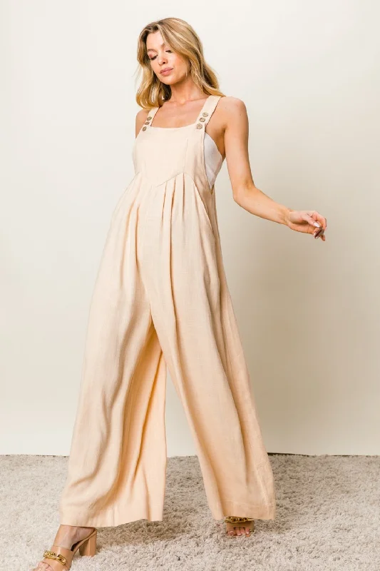 BiBi Texture Sleeveless Wide Leg Jumpsuit Confident Women's Power