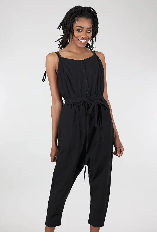 Denni Overall, Black Sleek Women's Metallic