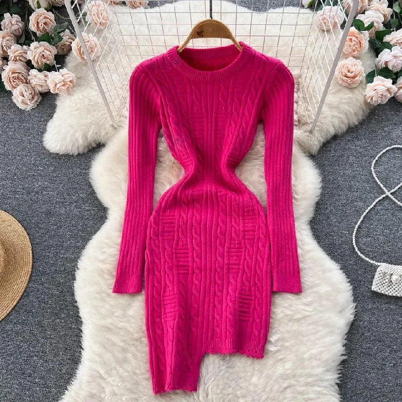 Aaron Knitted Bodycon Dress Sleek Women's Metallic