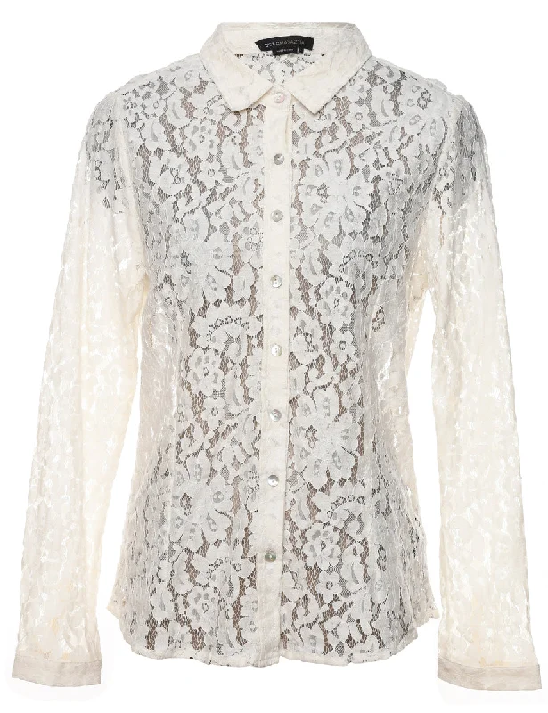 Floral Lace Shirt - L Feminine Women's Style 