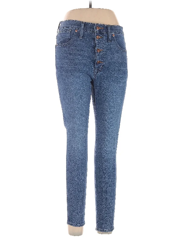 High-Rise Straight-leg Jeans in Medium Wash Artistic Women's Hand - painted