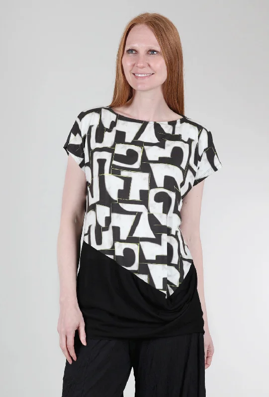 Puzzle Print Top, Black Multi Classic Women's Tweed