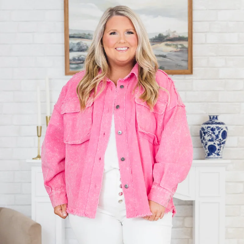 Don't You Wish Denim Jacket, Pink Confident Women's High - fashion