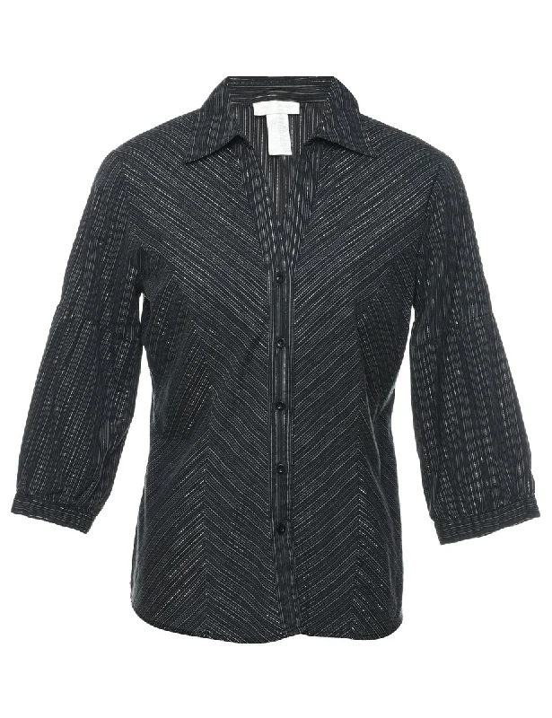 Pinstripes Evening Shirt - M Artistic Women's Hand - painted