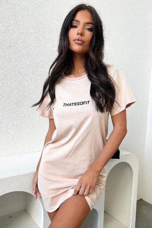 Femme T-shirt Dress - Beige Relaxed Women's Beachy