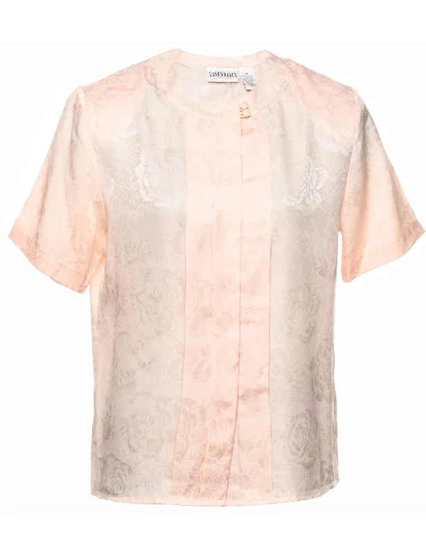 Jacquard Pattern Blouse - L Feminine Women's Soft 